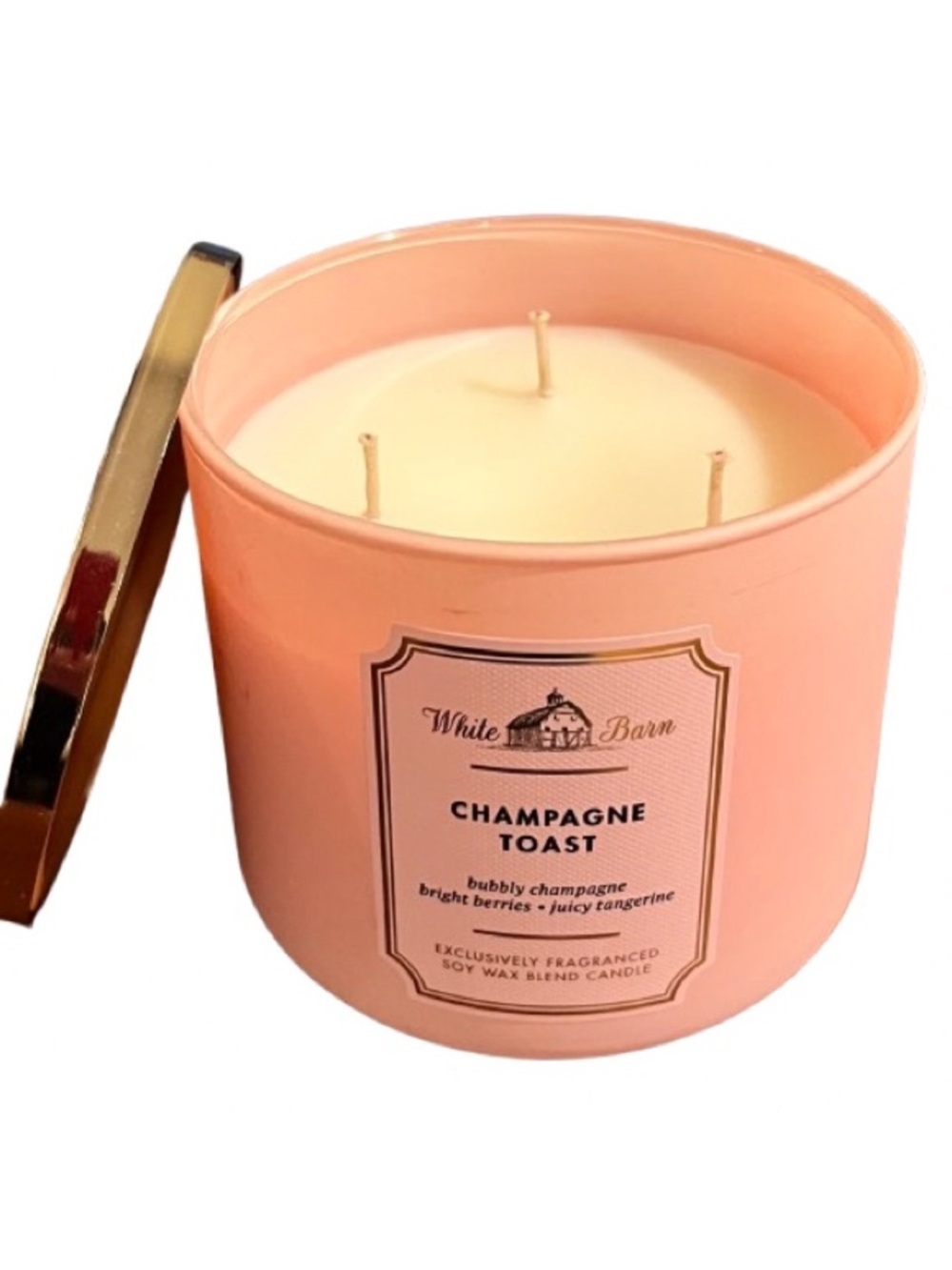 🆕- White Barn- 3- Wick Champagne Toast Blush Candle Jar with Gold Lid - Picture 4 of 7